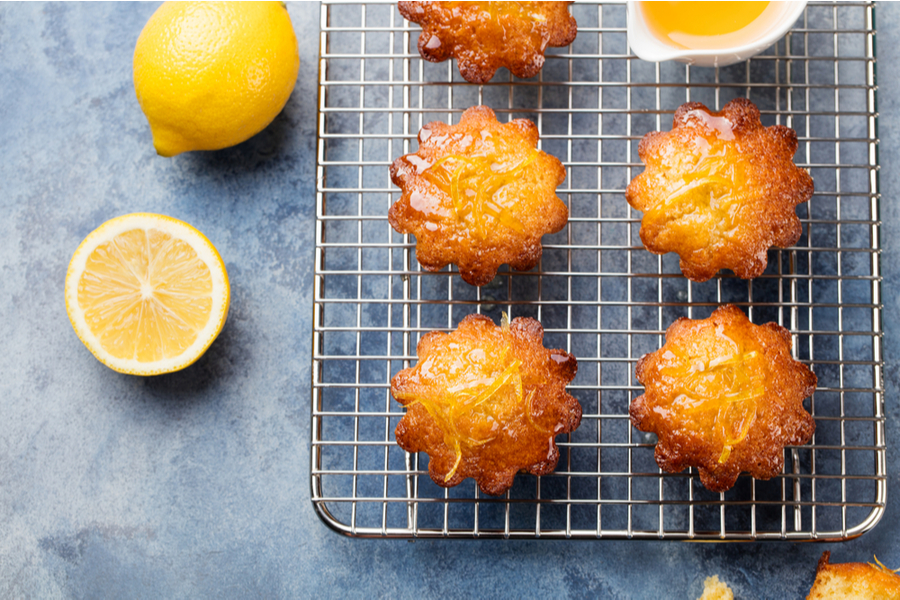 Lemon Muffins left to cool on cake rack
