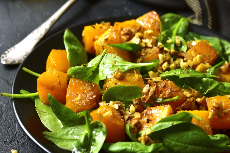 butternut squash and spinach salad