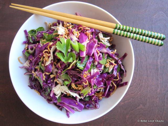 red cabbage ramen noodle salad