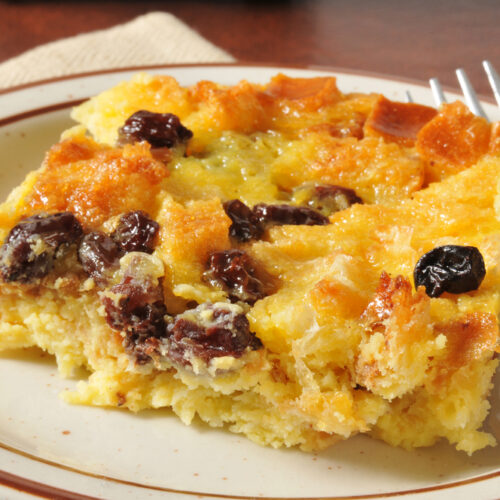 overnight challah bread pudding with raisins