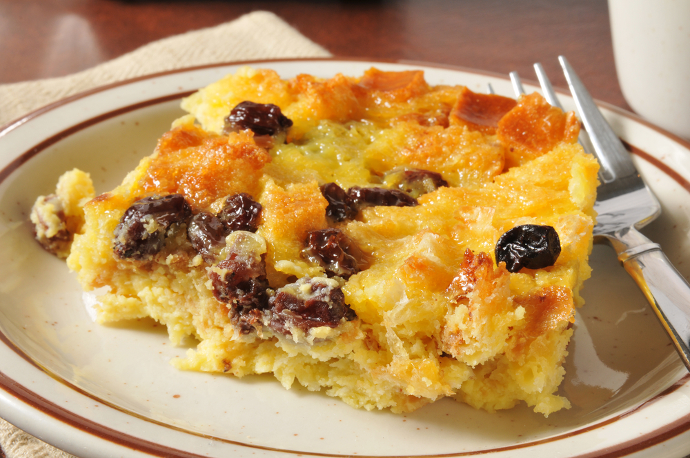 overnight challah bread pudding with raisins