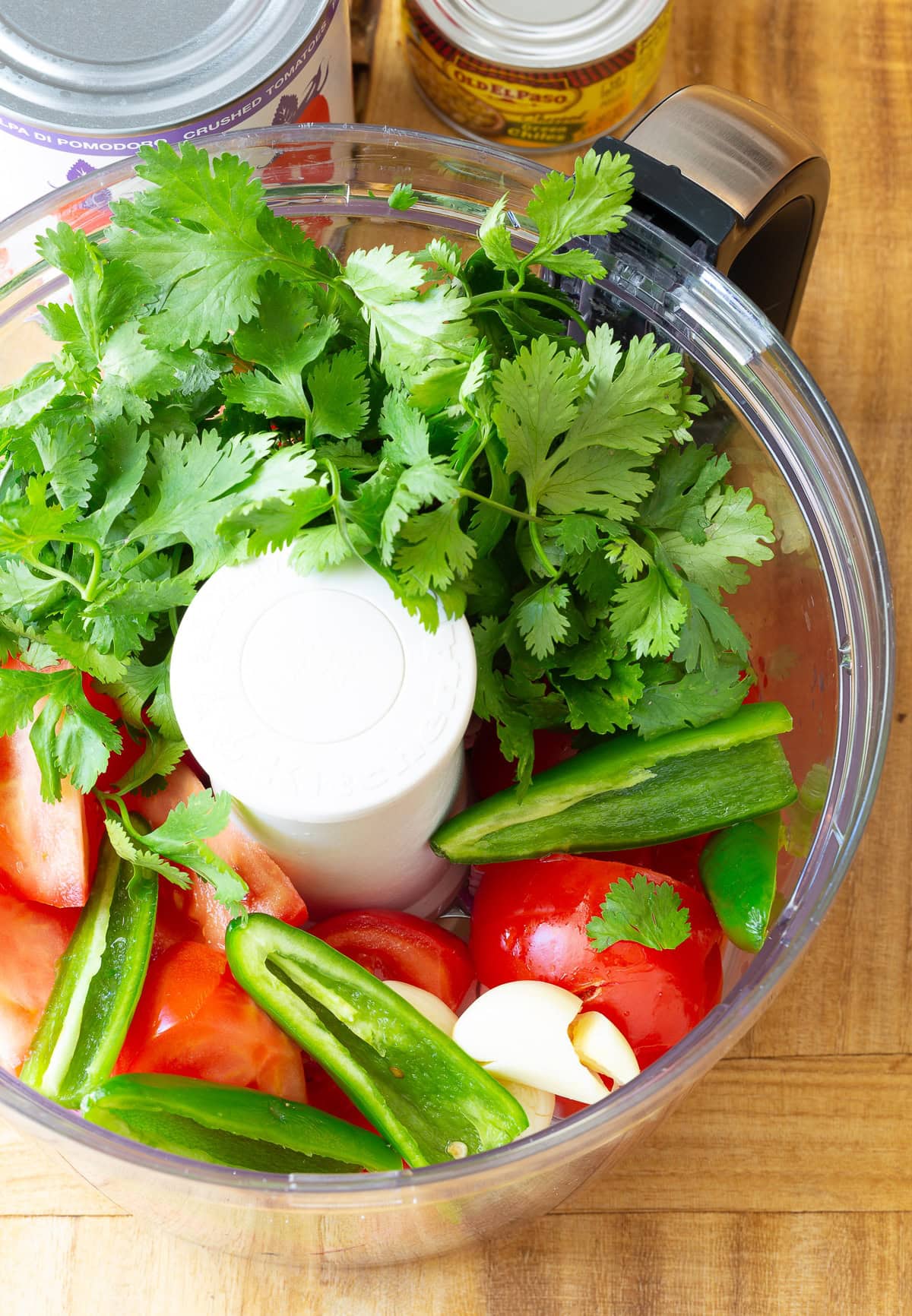 Mediterranean salsa ingredients in food processor