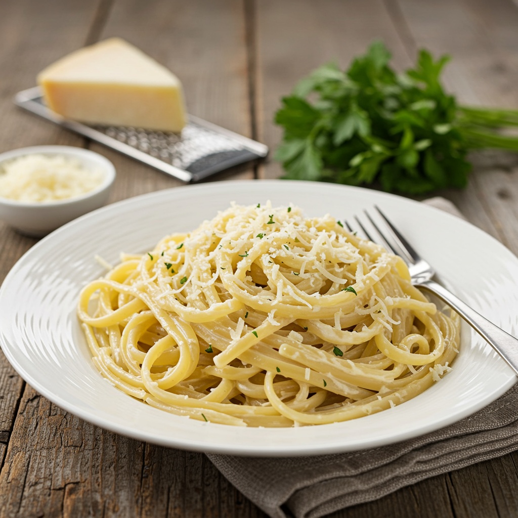 One-pot,Garlic,Creamy,Parmesan,Linguine,Pasta,Chopped,Parsley,Garnish, kosher